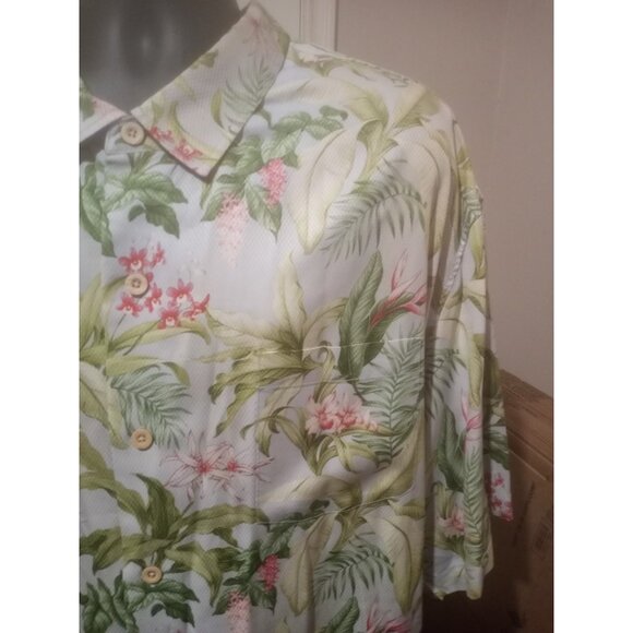 Tommy Bahama Silk Shirt Men's 3XB Big Blue Green Floral SS Beach Relax Button Up - Picture 7 of 13